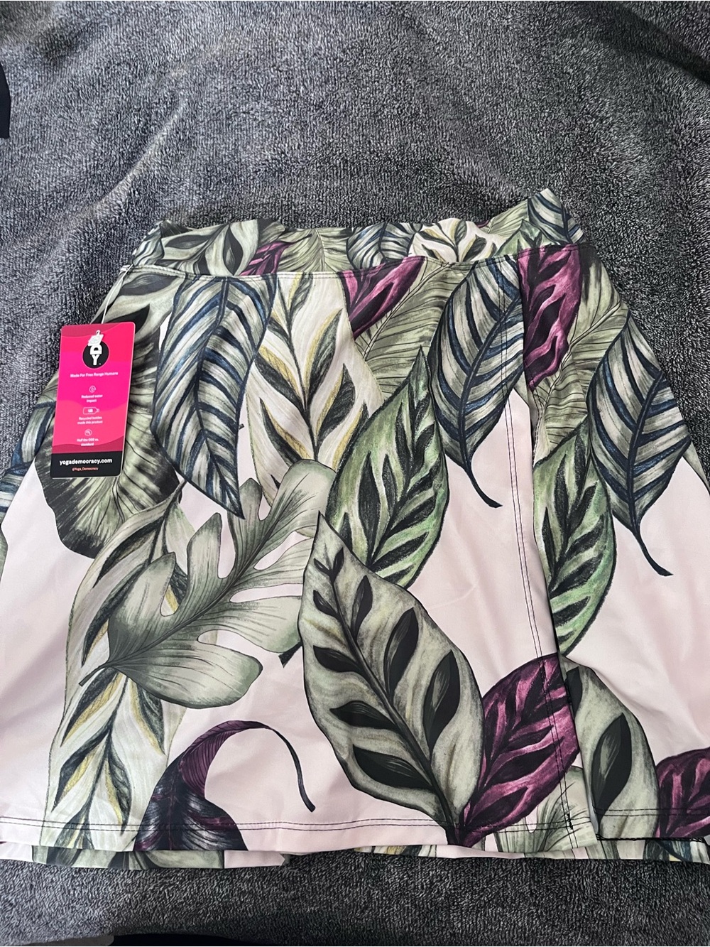 Democracy Pink Tropical Leaf Print Skort with Green & Purple Accents